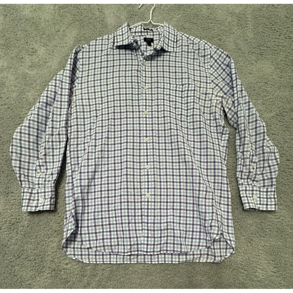 J. Crew Shirt Men's L Plaid Button Down Long‎ Sleeve Crosby 120's 2-ply Cotton
